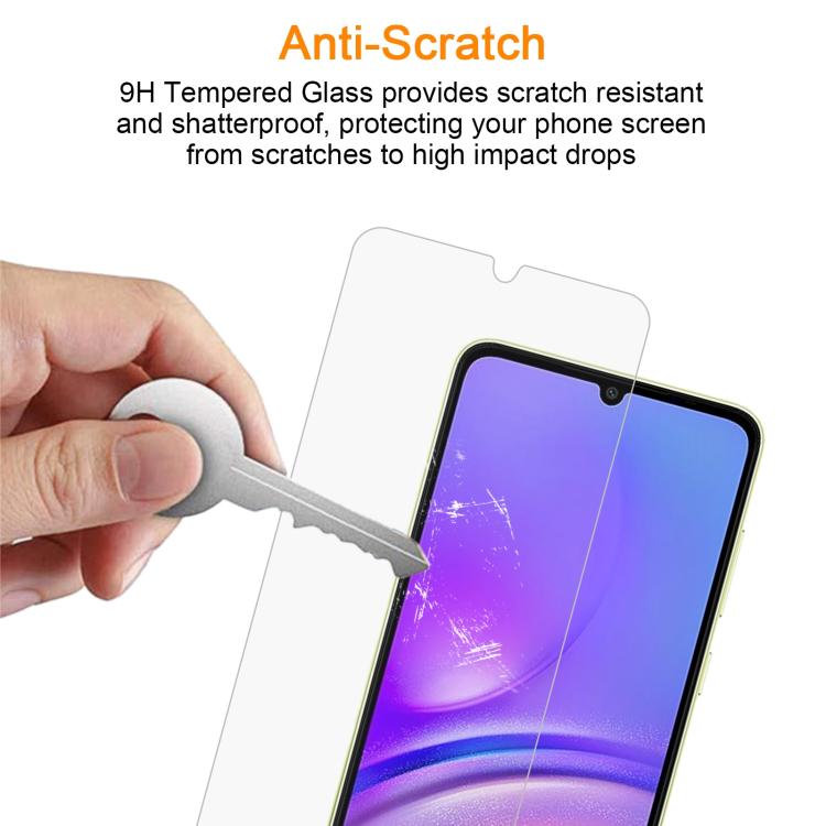 For Samsung Galaxy A05 / A05e 10pcs xDfind 0.26mm 9H 2.5D Middle Aluminum Tempered Glass Film