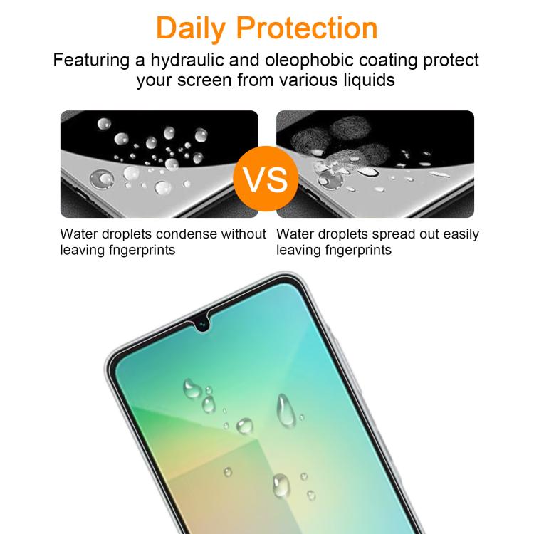 For Samsung Galaxy A06 5G 10pcs xDfind 0.26mm 9H 2.5D Middle Aluminum Tempered Glass Film