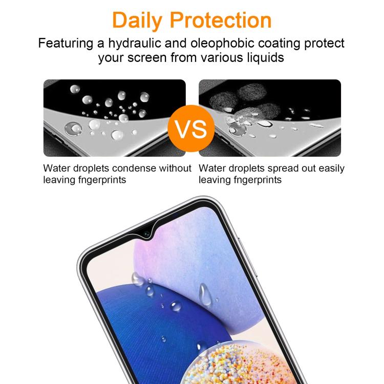 For Samsung Galaxy A14 4G / 5G / M14 10pcs xDfind 0.26mm 9H 2.5D Middle Aluminum Tempered Glass Film