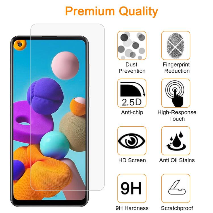 For Samsung Galaxy A21s 10pcs xDfind 0.26mm 9H 2.5D Middle Aluminum Tempered Glass Film
