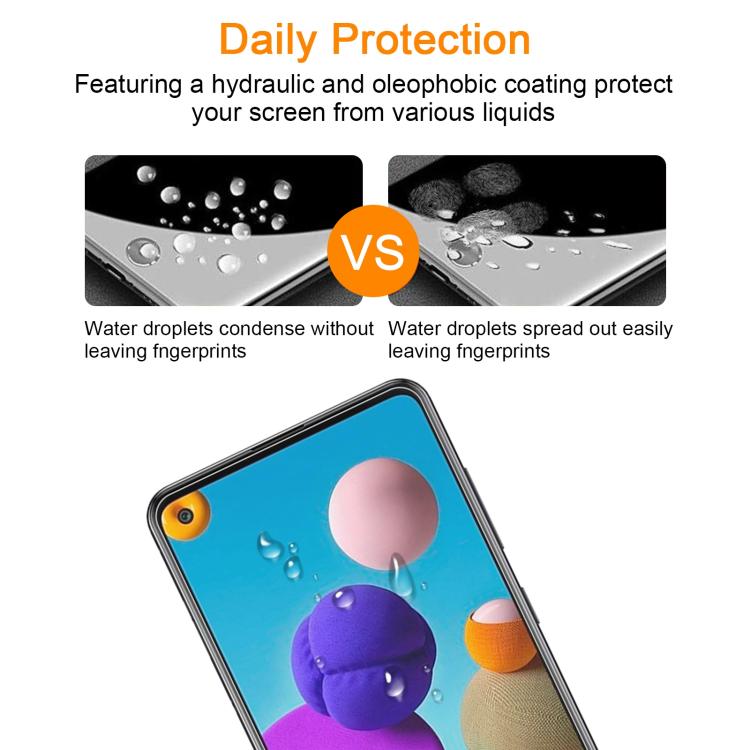 For Samsung Galaxy A21s 10pcs xDfind 0.26mm 9H 2.5D Middle Aluminum Tempered Glass Film