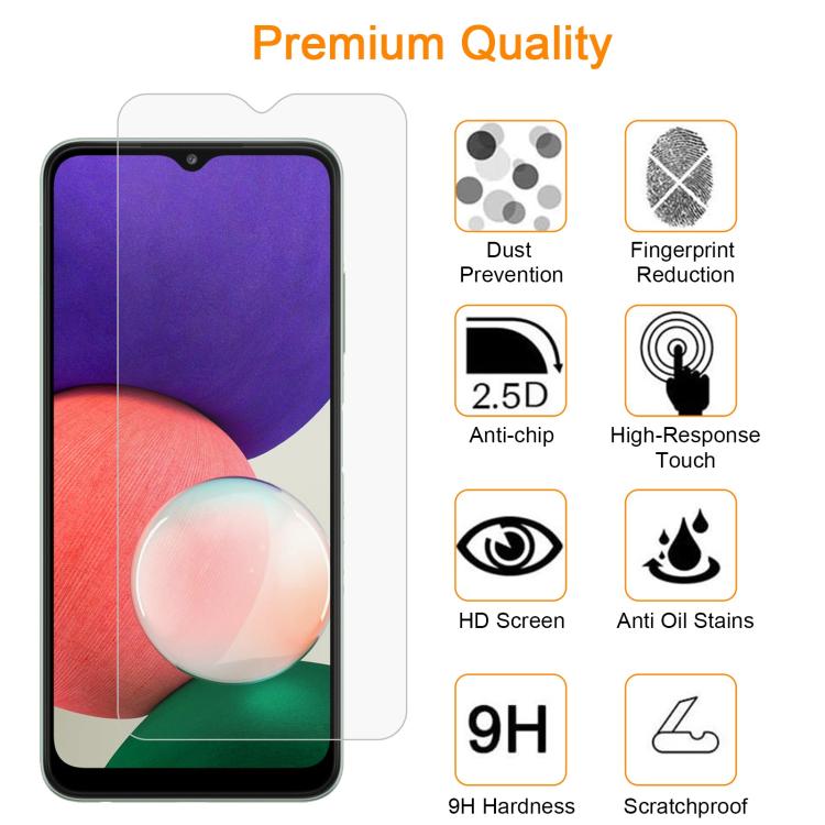 For Samsung Galaxy A22 5G / A23 10pcs xDfind 0.26mm 9H 2.5D Middle Aluminum Tempered Glass Film