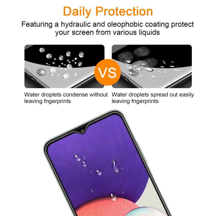 For Samsung Galaxy A22 5G / A23 10pcs xDfind 0.26mm 9H 2.5D Middle Aluminum Tempered Glass Film