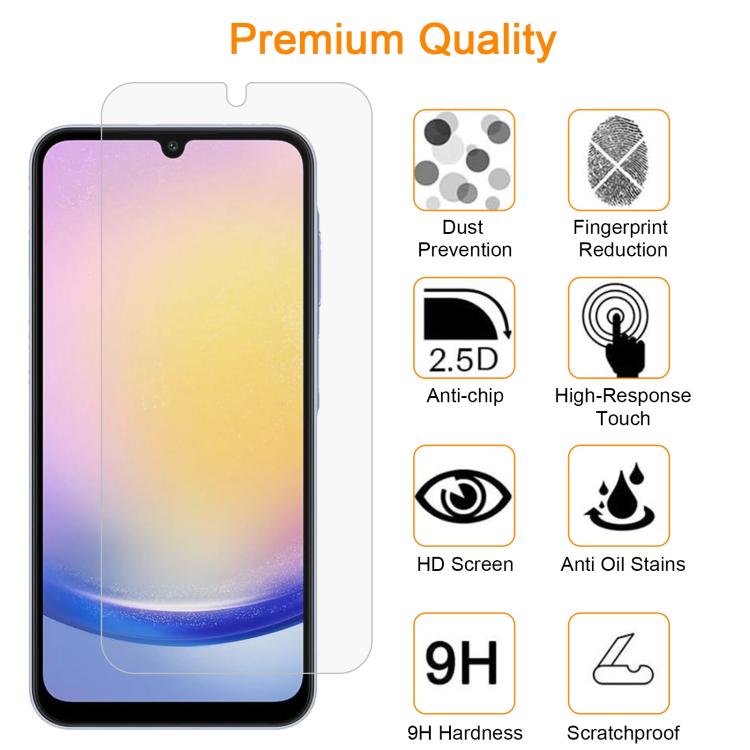 For Samsung Galaxy A25 5G / 4G 10pcs xDfind 0.26mm 9H 2.5D Middle Aluminum Tempered Glass Film