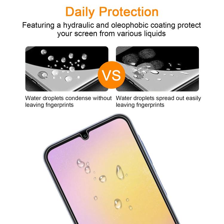For Samsung Galaxy A25 5G / 4G 10pcs xDfind 0.26mm 9H 2.5D Middle Aluminum Tempered Glass Film