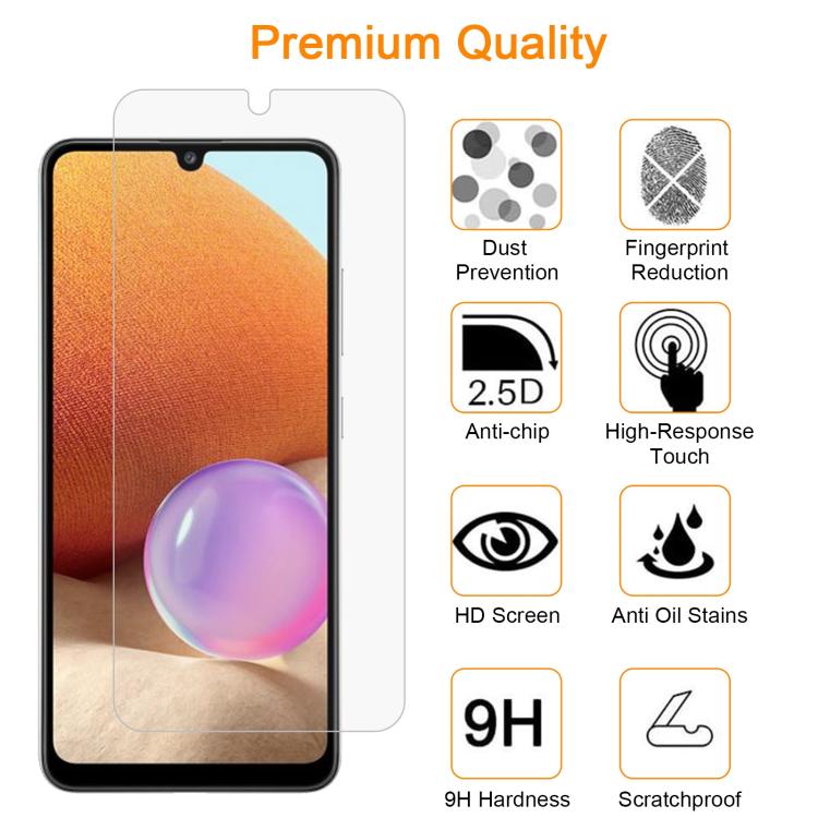 For Samsung Galaxy A32 4G 10pcs xDfind 0.26mm 9H 2.5D Middle Aluminum Tempered Glass Film