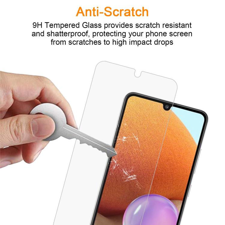 For Samsung Galaxy A32 4G 10pcs xDfind 0.26mm 9H 2.5D Middle Aluminum Tempered Glass Film