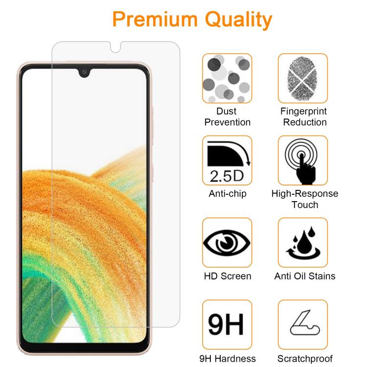 For Samsung Galaxy A34 5G 10pcs xDfind 0.26mm 9H 2.5D Middle Aluminum Tempered Glass Film