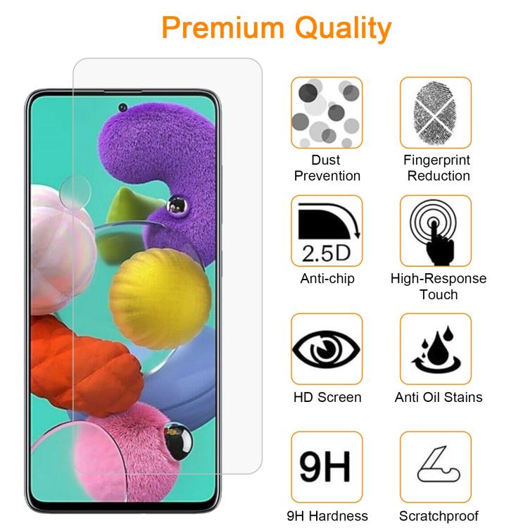 For Samsung Galaxy A51 5G 10pcs xDfind 0.26mm 9H 2.5D Middle Aluminum Tempered Glass Film
