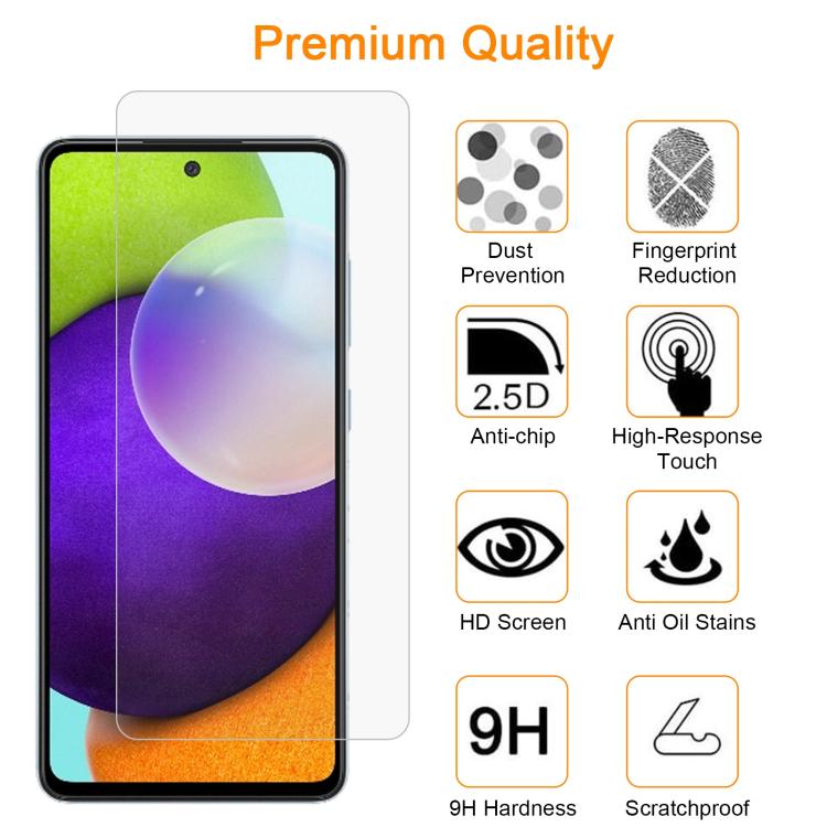 For Samsung Galaxy A52 5G / 4G 10pcs xDfind 0.26mm 9H 2.5D Middle Aluminum Tempered Glass Film
