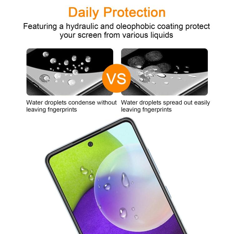 For Samsung Galaxy A52 5G / 4G 10pcs xDfind 0.26mm 9H 2.5D Middle Aluminum Tempered Glass Film