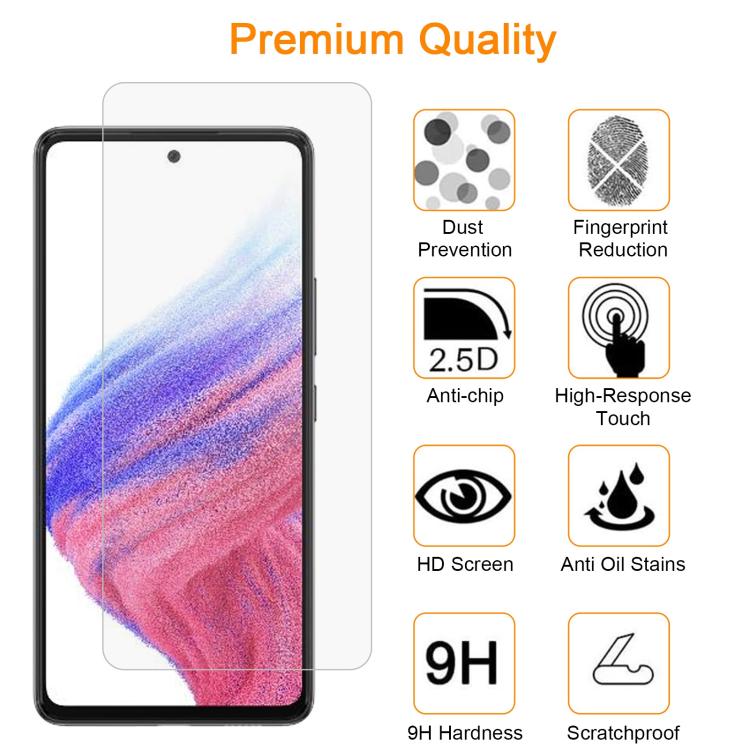 For Samsung Galaxy A53 5G 10pcs xDfind 0.26mm 9H 2.5D Middle Aluminum Tempered Glass Film
