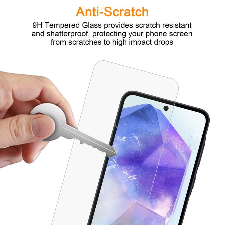 For Samsung Galaxy A55 5G 10pcs xDfind 0.26mm 9H 2.5D Middle Aluminum Tempered Glass Film