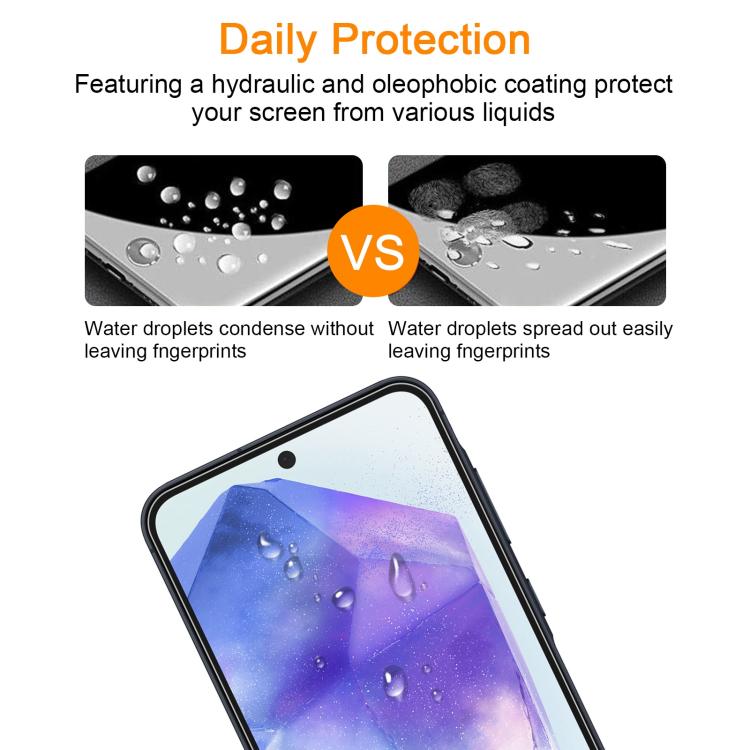 For Samsung Galaxy A55 5G 10pcs xDfind 0.26mm 9H 2.5D Middle Aluminum Tempered Glass Film