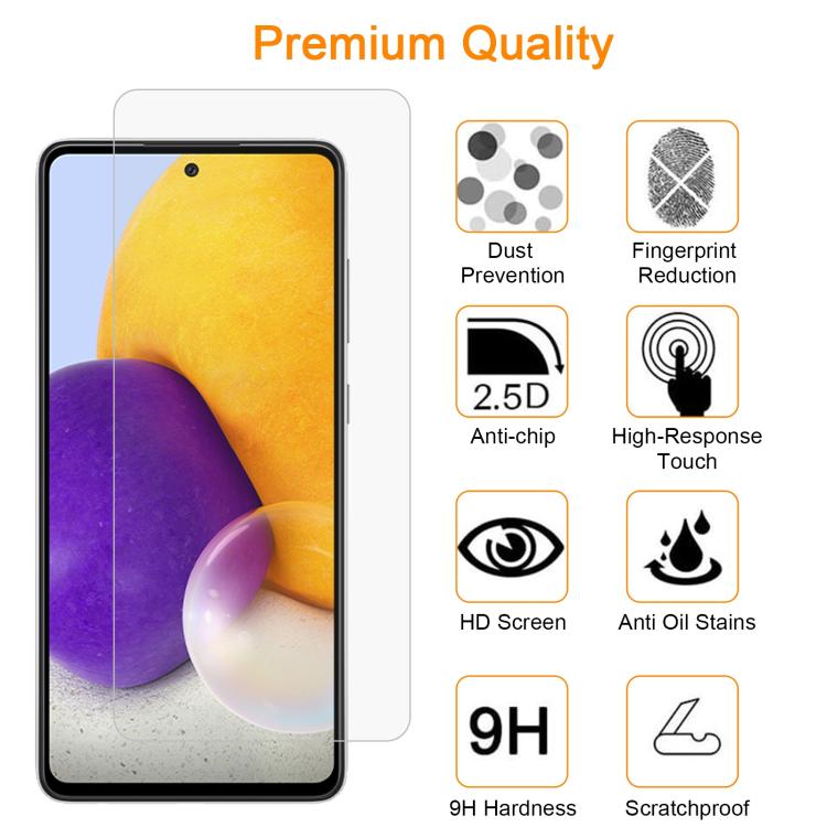 For Samsung Galaxy A72 5G / 4G 10pcs xDfind 0.26mm 9H 2.5D Middle Aluminum Tempered Glass Film
