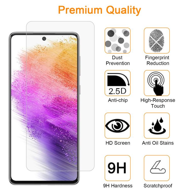 For Samsung Galaxy A73 4G 10pcs xDfind 0.26mm 9H 2.5D Middle Aluminum Tempered Glass Film