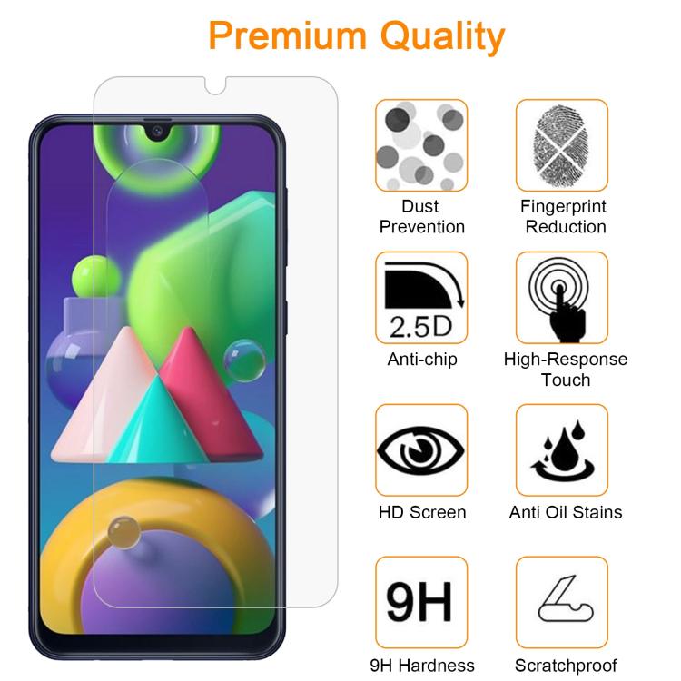 For Samsung Galaxy M21 2021 / M21s 10pcs xDfind 0.26mm 9H 2.5D Middle Aluminum Tempered Glass Film