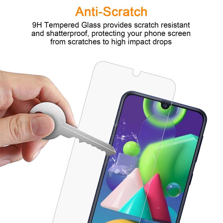 For Samsung Galaxy M21 2021 / M21s 10pcs xDfind 0.26mm 9H 2.5D Middle Aluminum Tempered Glass Film