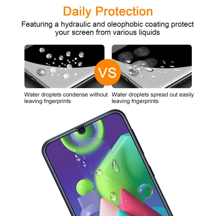 For Samsung Galaxy M21 2021 / M21s 10pcs xDfind 0.26mm 9H 2.5D Middle Aluminum Tempered Glass Film