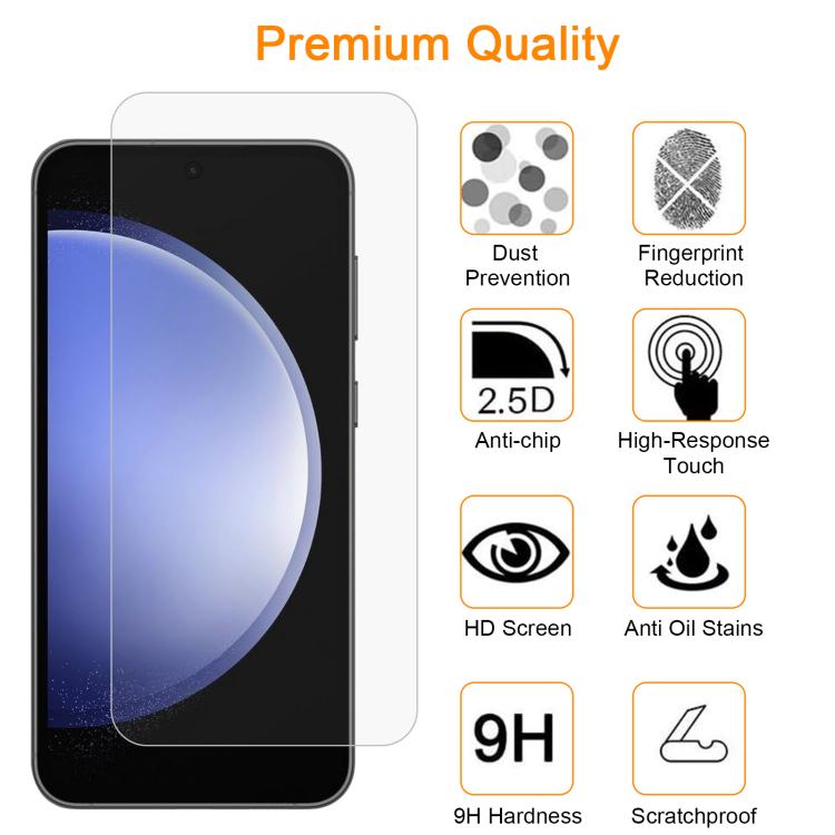 For Samsung Galaxy S23 FE 5G 10pcs xDfind 0.26mm 9H 2.5D Middle Aluminum Tempered Glass Film