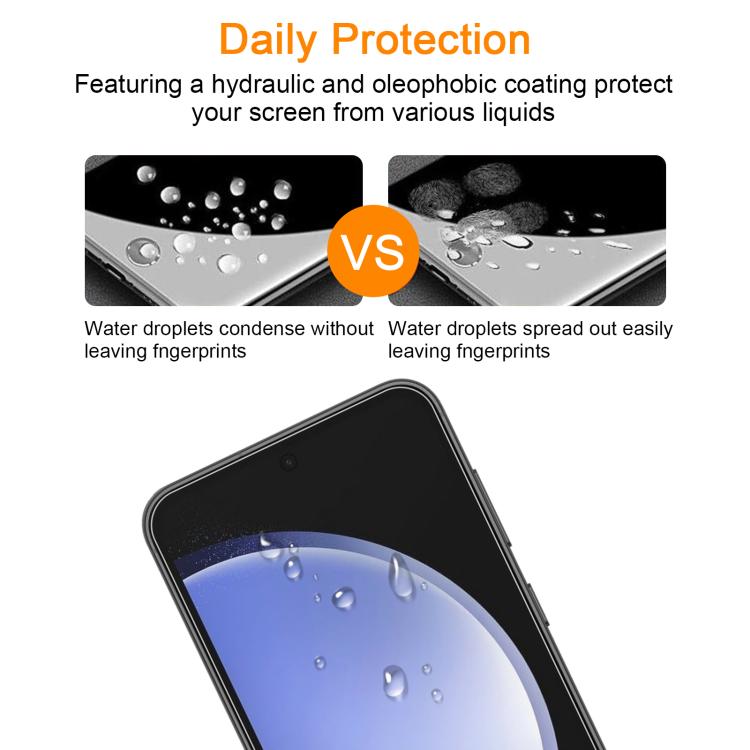 For Samsung Galaxy S23 FE 5G 10pcs xDfind 0.26mm 9H 2.5D Middle Aluminum Tempered Glass Film