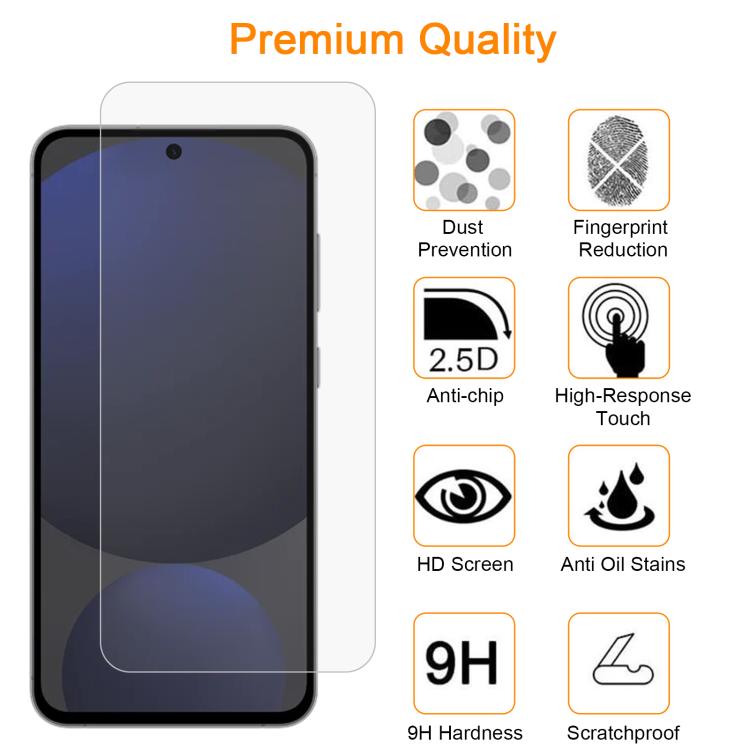 For Samsung Galaxy S24 FE 5G 10pcs xDfind 0.26mm 9H 2.5D Middle Aluminum Tempered Glass Film
