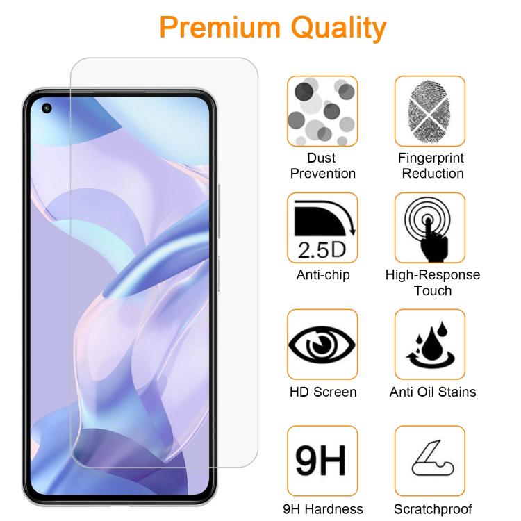 For Xiaomi Mi 11 Lite 5G / 11 Lite 5G NE 10pcs xDfind 0.26mm 9H 2.5D Middle Aluminum Tempered Glass Film