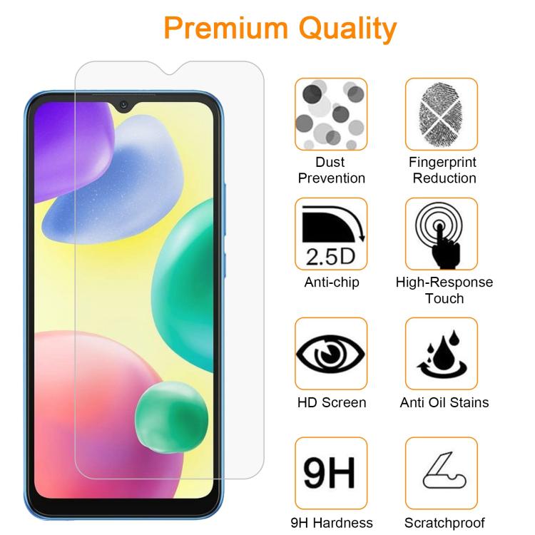 For Redmi 10A / 9A / 9A Sport 10pcs xDfind 0.26mm 9H 2.5D Middle Aluminum Tempered Glass Film