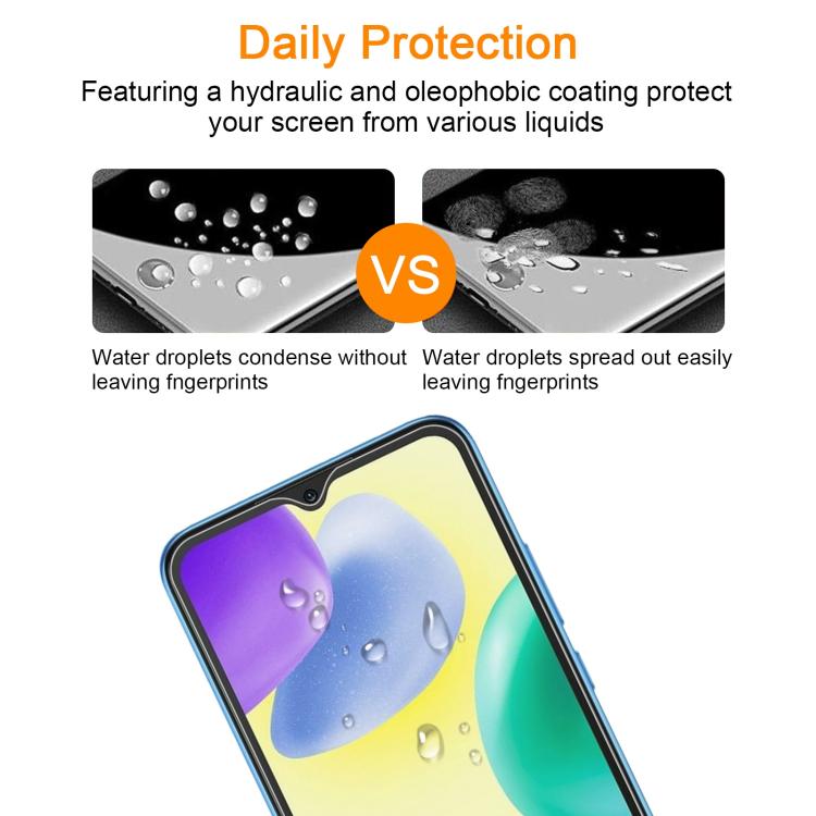 For Redmi 10A / 9A / 9A Sport 10pcs xDfind 0.26mm 9H 2.5D Middle Aluminum Tempered Glass Film