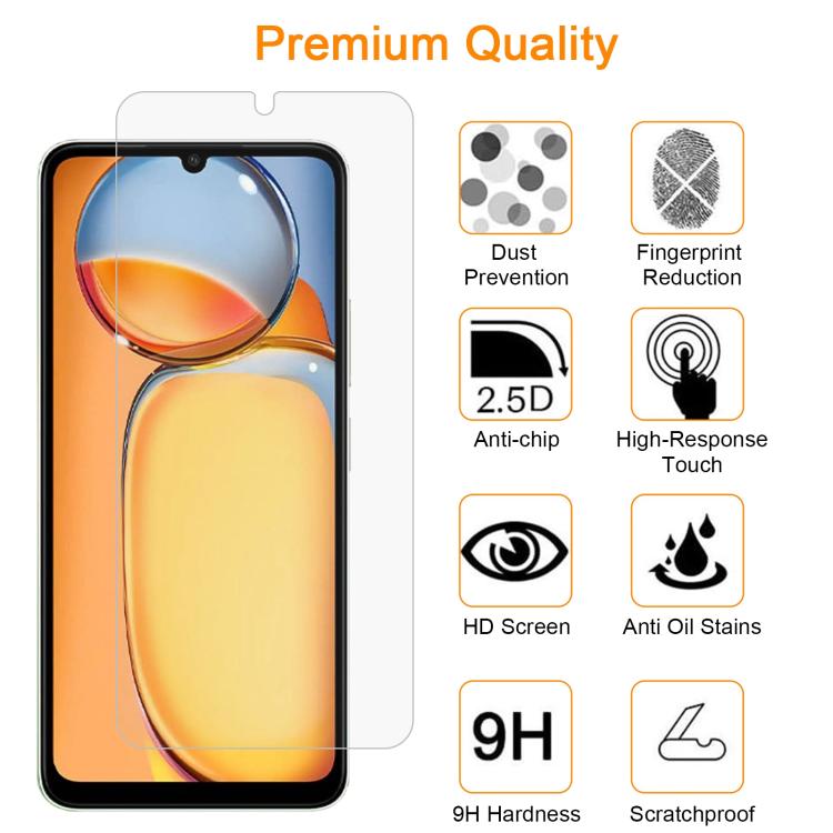 For Redmi 13C 4G / 5G 10pcs xDfind 0.26mm 9H 2.5D Middle Aluminum Tempered Glass Film