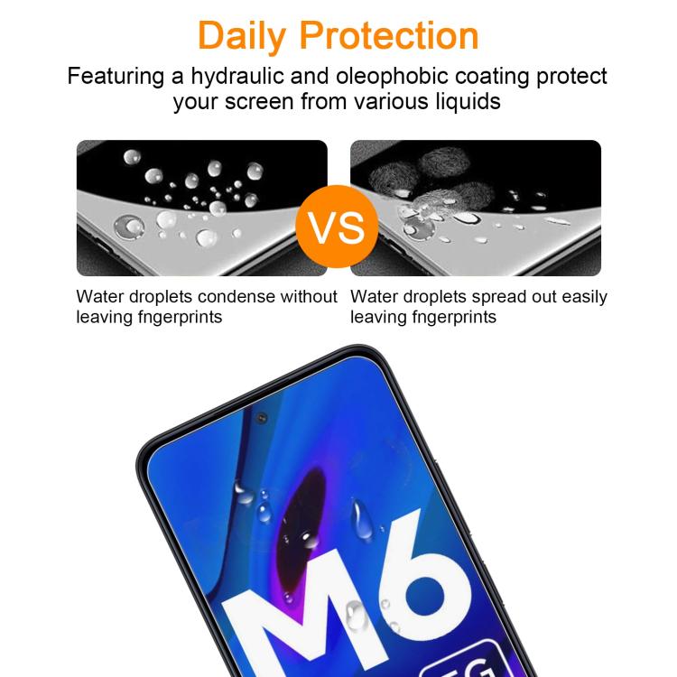 For Xiaomi Poco M6 / Redmi 13R 10pcs xDfind 0.26mm 9H 2.5D Middle Aluminum Tempered Glass Film
