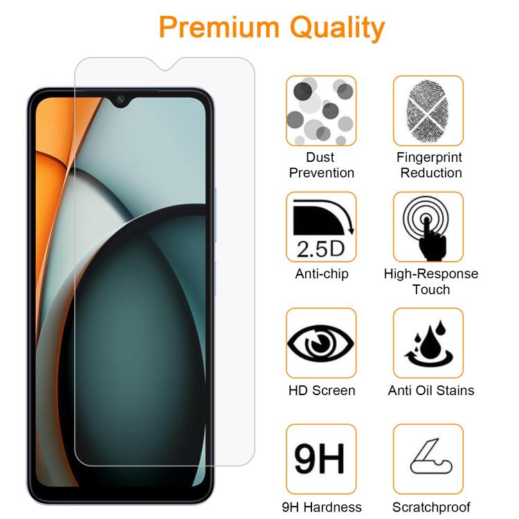 For Xiaomi Poco C61 / Redmi A3 10pcs xDfind 0.26mm 9H 2.5D Middle Aluminum Tempered Glass Film