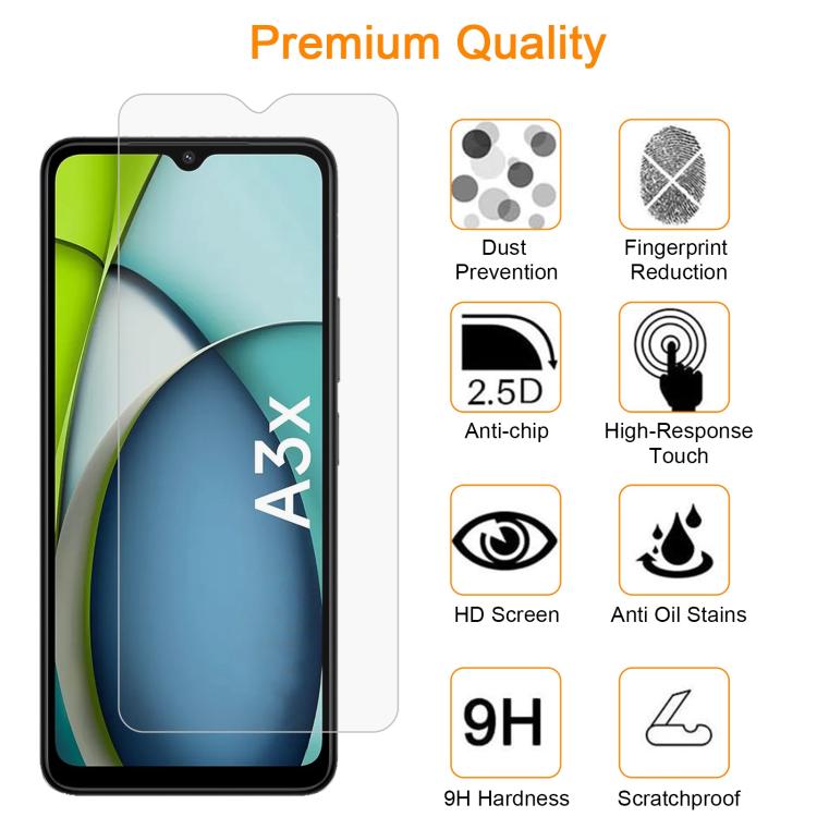 For Redmi A3x 10pcs xDfind 0.26mm 9H 2.5D Middle Aluminum Tempered Glass Film