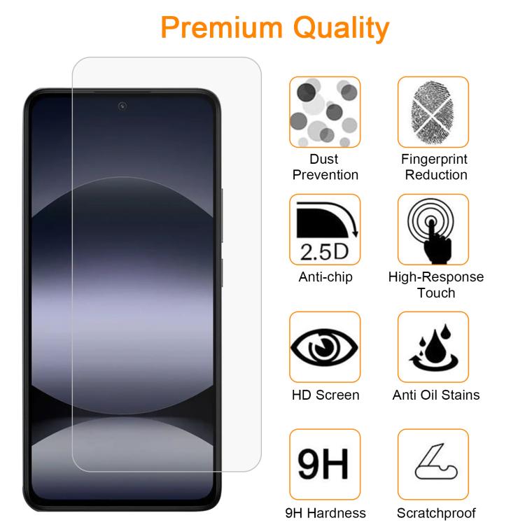 For Redmi Note 14 4G 164.84mm 10pcs xDfind 0.26mm 9H 2.5D Middle Aluminum Tempered Glass Film