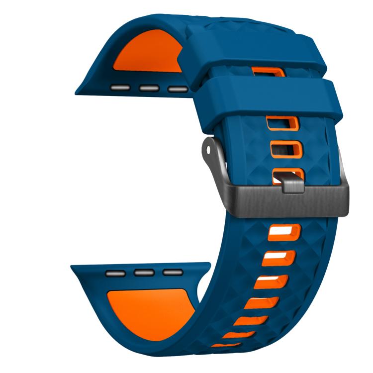 For Apple Watch 46mm / 49mm / 45mm / 44mm Diamond Texture Two Color Silicone Watch Band