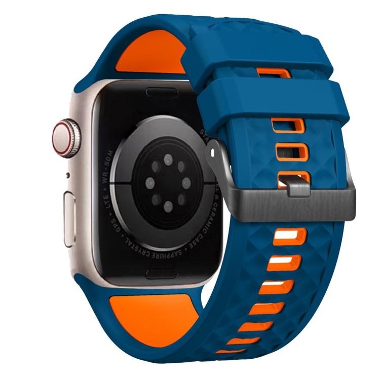 For Apple Watch 46mm / 49mm / 45mm / 44mm Diamond Texture Two Color Silicone Watch Band