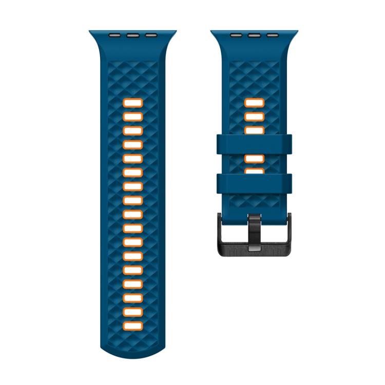 For Apple Watch 46mm / 49mm / 45mm / 44mm Diamond Texture Two Color Silicone Watch Band