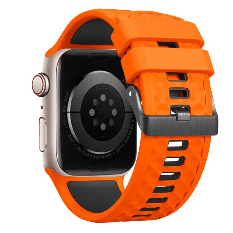 For Apple Watch 46mm / 49mm / 45mm / 44mm Diamond Texture Two Color Silicone Watch Band