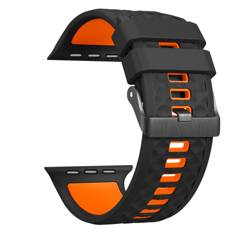 For Apple Watch 46mm / 49mm / 45mm / 44mm Diamond Texture Two Color Silicone Watch Band