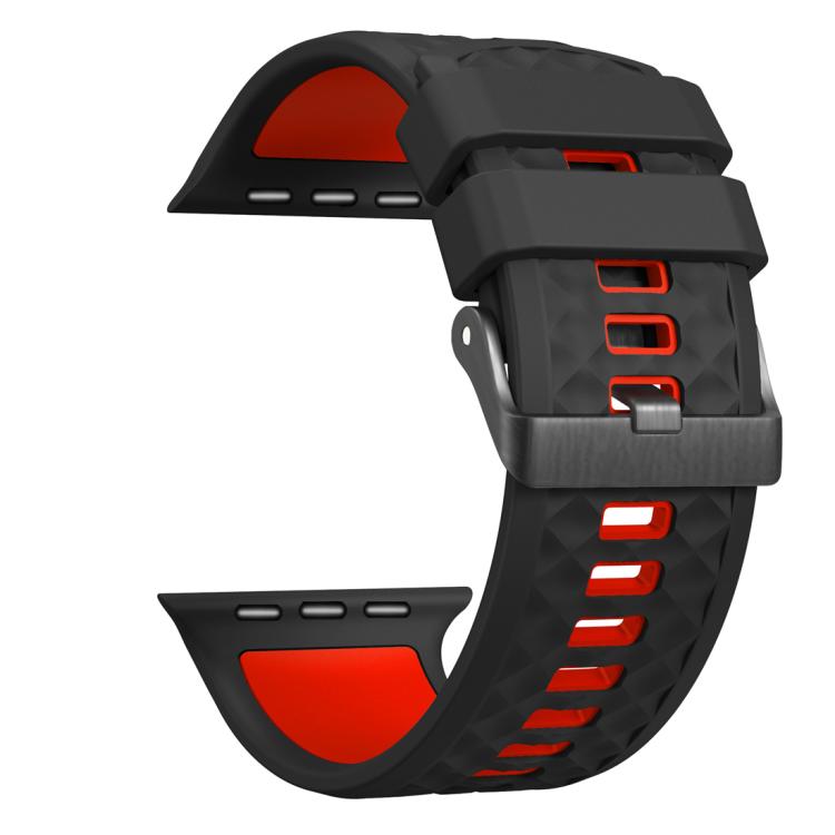 For Apple Watch 46mm / 49mm / 45mm / 44mm Diamond Texture Two Color Silicone Watch Band