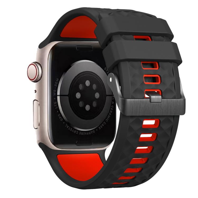 For Apple Watch 46mm / 49mm / 45mm / 44mm Diamond Texture Two Color Silicone Watch Band
