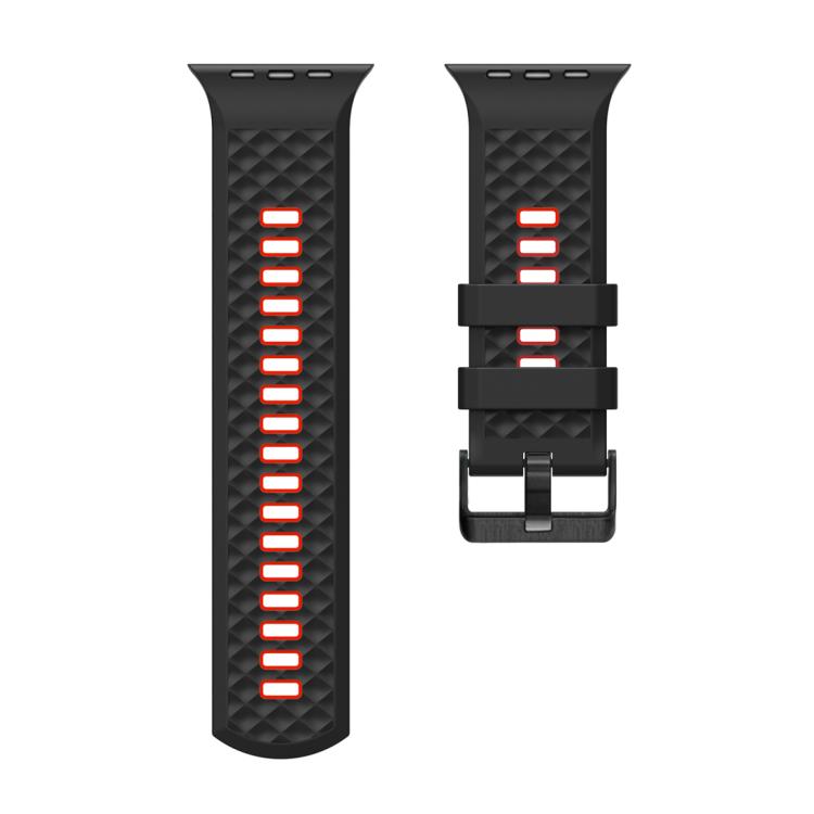 For Apple Watch 46mm / 49mm / 45mm / 44mm Diamond Texture Two Color Silicone Watch Band