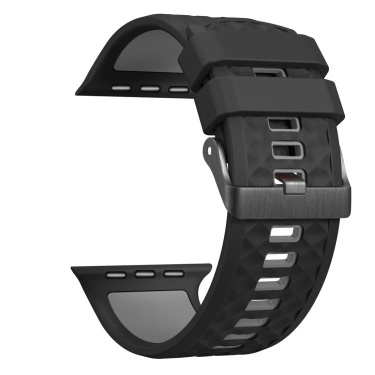 For Apple Watch 46mm / 49mm / 45mm / 44mm Diamond Texture Two Color Silicone Watch Band