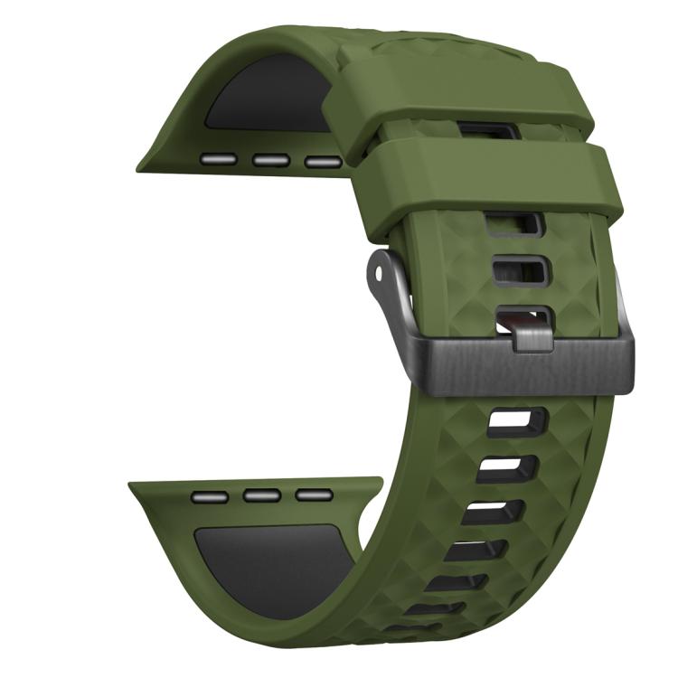 For Apple Watch 46mm / 49mm / 45mm / 44mm Diamond Texture Two Color Silicone Watch Band