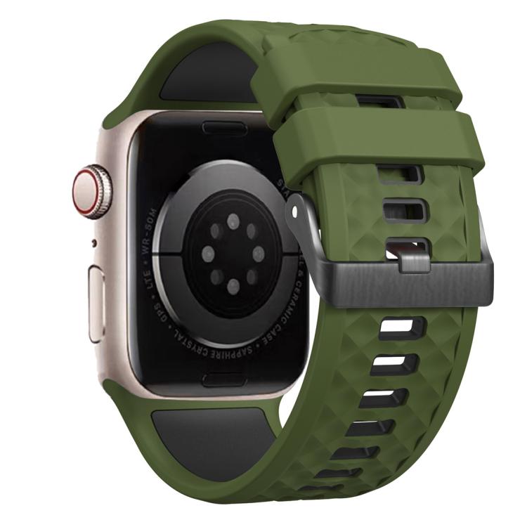 For Apple Watch 46mm / 49mm / 45mm / 44mm Diamond Texture Two Color Silicone Watch Band