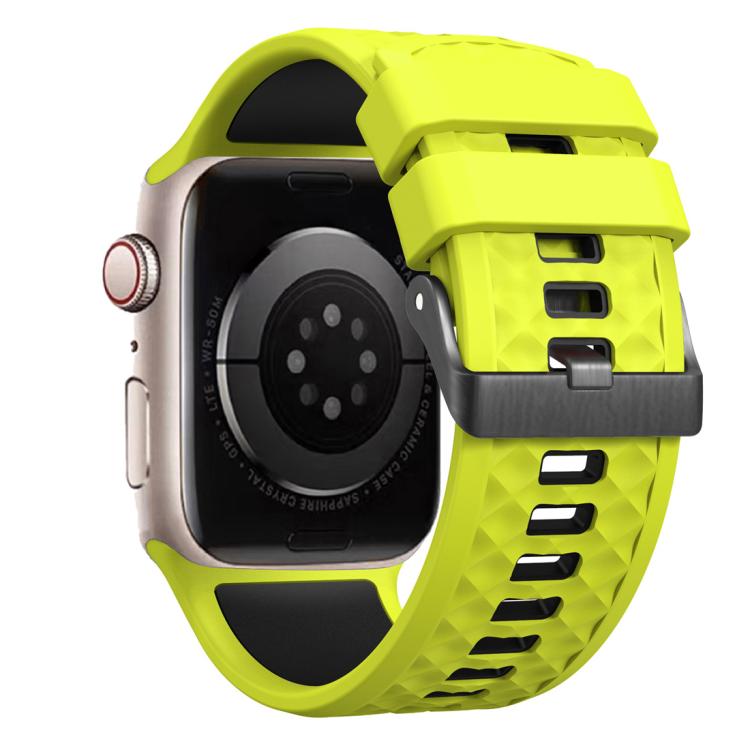 For Apple Watch 46mm / 49mm / 45mm / 44mm Diamond Texture Two Color Silicone Watch Band
