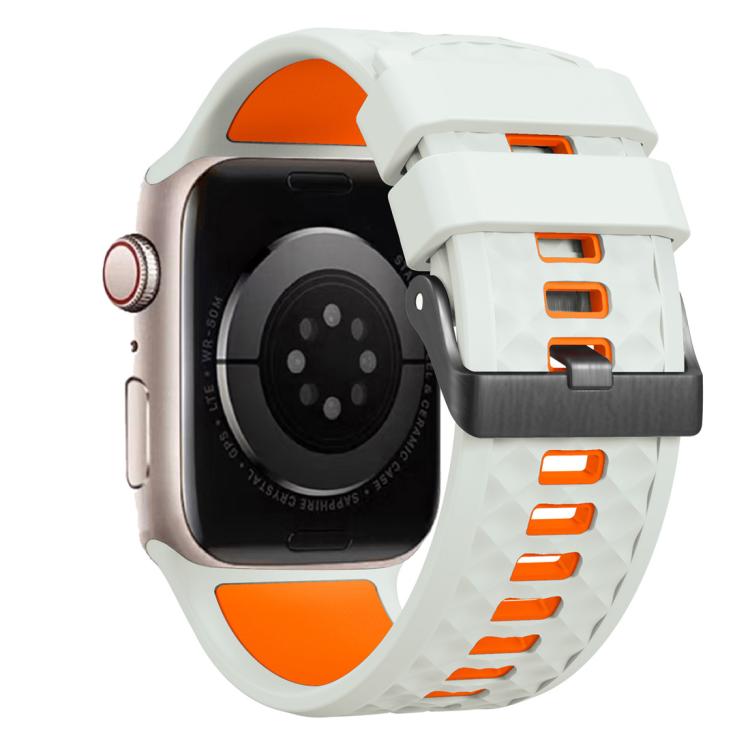 For Apple Watch 46mm / 49mm / 45mm / 44mm Diamond Texture Two Color Silicone Watch Band