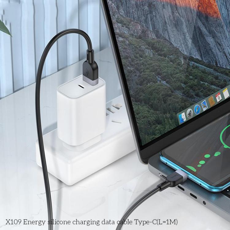 hoco X109 Energy 1m Silicone Fast Charging Data Cable, Interface:USB to Type-C