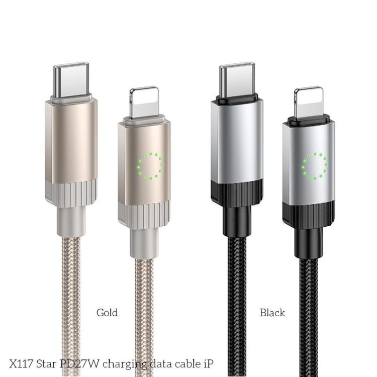 hoco X117 1m Star PD 27W Fast Charging Data Cable, Interface:Type-C to 8 Pin