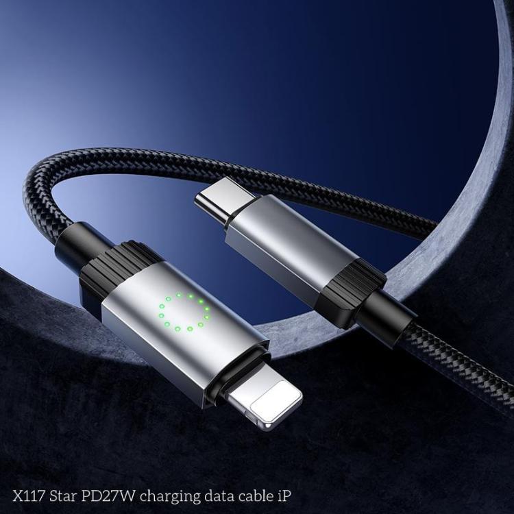 hoco X117 1m Star PD 27W Fast Charging Data Cable, Interface:Type-C to 8 Pin